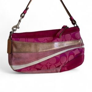 Vintage Y2K Rare 2004 Coach Wave Patchwork Pink Suede & Leather Pochette Bag